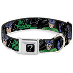 Riddler "?" Black/Silver Seatbelt Buckle Collar - The Riddler w/Batman Silhouette