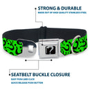 Riddler "?" Black Silver Seatbelt Buckle Collar - Question Mark Scattered Lime Green/Black