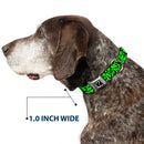 Riddler "?" Black Silver Seatbelt Buckle Collar - Question Mark Scattered Lime Green/Black