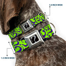 Riddler "?" Black Silver Seatbelt Buckle Collar - Question Mark Scattered Lime Green/Purple