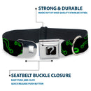 Riddler "?" Black/Silver Seatbelt Buckle Collar - Question Mark Scattere2 Black/Neon Green