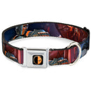 Deadstroke Logo Black/Orange-Red/White Seatbelt Buckle Collar - DEATHSTROKE Pose/BATMAN ARKHAM ORIGINS Logo