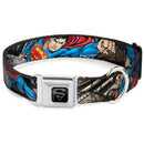 Superman Black/Silver Seatbelt Buckle Collar - Superman Metropolis Face-Off