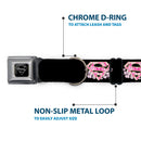 Superman Black Silver Seatbelt Buckle Collar - Super Shield Hibiscus Design Black/Pink