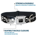 Superman Black Silver Seatbelt Buckle Collar - Superman Shield Splatter Black/White