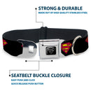 Superman Black Silver Seatbelt Buckle Collar - Superman Shield Black