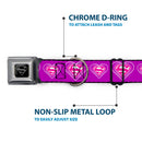 Superman Black Silver Seatbelt Buckle Collar - Superman Logo in Heart Purple/White/Pink