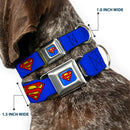 Superman Full Color Blue Seatbelt Buckle Collar - Superman Shield Blue