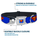 Superman Full Color Blue Seatbelt Buckle Collar - Superman Shield Blue