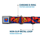 Superman Full Color Blue Seatbelt Buckle Collar - Superman Shield w/Cape