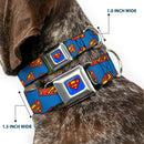 Superman Full Color Blue Seatbelt Buckle Collar - Super Shield Diagonal Royal Blue/Red