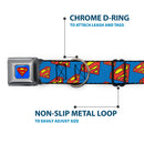 Superman Full Color Blue Seatbelt Buckle Collar - Super Shield Diagonal Royal Blue/Red