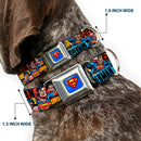 Superman Full Color Blue Seatbelt Buckle Collar - SUPERMAN Action Blocks Red/Blue