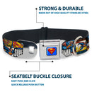 Superman Full Color Blue Seatbelt Buckle Collar - SUPERMAN Action Blocks White