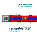 Superman Full Color Blue Seatbelt Buckle Collar - Superman Shield/Stripe Red/Blue