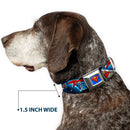 Superman Full Color Blue Seatbelt Buckle Collar - Superman Action Poses/Stars & Stripes