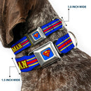 Superman Full Color Blue Seatbelt Buckle Collar - SUPERMAN/Shield Stripe Blue/Yellow/Red