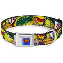 Superman Blue Seatbelt Buckle Collar - Classic ACTION COMICS Issue #1 Cover Superman Lifting Car Stacked