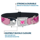 Superman Full Color Pink Seatbelt Buckle Collar - Superman Shield Pink