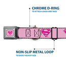 Superman Full Color Pink Seatbelt Buckle Collar - Superman Shield Pink