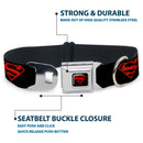 Superboy Shield Black/Red Seatbelt Buckle Collar - Superboy Shield Black/Red