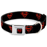 Superboy Shield Black/Red Seatbelt Buckle Collar - Superboy Shield Black/Red