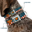 Superman Shield Full Color Americana Blue Seatbelt Buckle Collar - Superman Shield Americana Red/White/Blue/Yellow