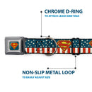 Superman Shield Full Color Americana Blue Seatbelt Buckle Collar - Superman Shield Americana Red/White/Blue/Yellow