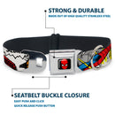 MARVEL UNIVERSE Spider-Man Full Color Seatbelt Buckle Collar - Spider-Man w/Action Verbiage