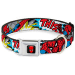 MARVEL UNIVERSE Spider-Man Full Color Seatbelt Buckle Collar - Spider-Man w/Action Verbiage