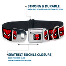 MARVEL UNIVERSE Spider-Man Full Color Seatbelt Buckle Collar - Spider-Man Face Black/White Blocks