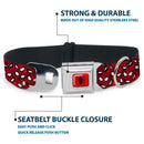 Spider Logo5 Red/Black Seatbelt Buckle Collar - Spider-Man Eyes/Spiders Scattered Reds/Black/White