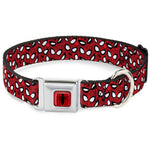 Spider Logo5 Red/Black Seatbelt Buckle Collar - Spider-Man Eyes/Spiders Scattered Reds/Black/White