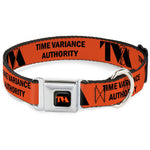 Loki Series TVA Time Variance Authority Logo Full Color Orange/Black Seatbelt Buckle Collar - Loki Series TVA TIME VARIANCE AUTHORITY Text Orange/Black