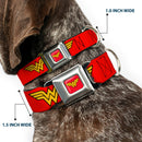 Wonder Woman Logo Full Color Red Seatbelt Buckle Collar - Wonder Woman Logo Red