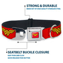 Wonder Woman Logo Full Color Red Seatbelt Buckle Collar - Wonder Woman Logo Red