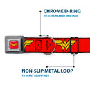 Wonder Woman Logo Full Color Red Seatbelt Buckle Collar - Wonder Woman Logo Red