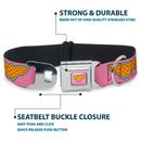 Wonder Woman Logo Pink/Blue/Yellow/Pink Seatbelt Buckle Collar - Wonder Woman Logo Pink/Blue/Yellow/Pink