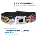 Wonder Woman Black/Silver Seatbelt Buckle Collar - Wonder Woman Strength & Power