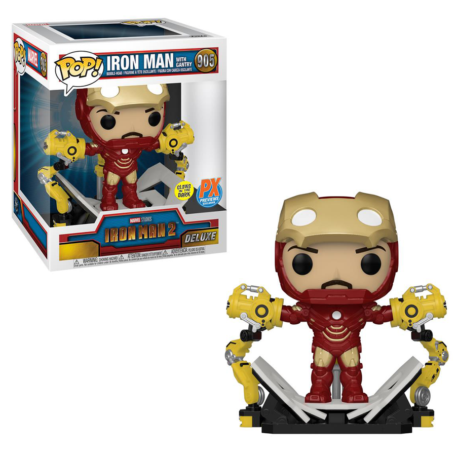 Funko POP! Iron Man 2 - Iron Man with Gantry (Glow in the Dark) Deluxe Vinyl Figure #905 Previews Exclusive (PX) [READ DESCRIPTION]