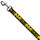 Dog Leash - Batman Shield CLOSE-UP Sketch Black/Yellow