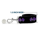 Dog Leash - Batman Signal Black/Purple Plaid