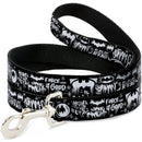 Dog Leash - Batman Gotham City Graffiti Collage Black/White