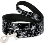 Dog Leash - Batman THE DARK KNIGHT and Joker Smiling Sketch Close-Ups Black/White