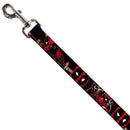 Dog Leash - Deadpool 2-Action Poses/Splatter Logo Black/Red/White