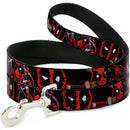 Dog Leash - Deadpool 2-Action Poses/Splatter Logo Black/Red/White