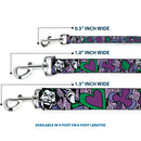 Dog Leash - Joker Face/Logo/Spades Black/White/Purple