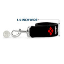 Dog Leash - HARLEY QUINN/Diamonds Black/Red/White