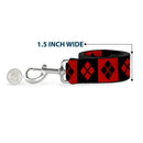 Dog Leash - Harley Quinn Diamond Blocks Red/Black Black/Red