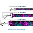 Dog Leash - HARLEY QUINN Pow & Aiming Poses/Joker Sketch Black/Turquoise/Fuchsia